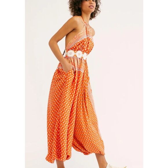 Free People Orange Intimately Romper Lounge Piece - Picture 2 of 9